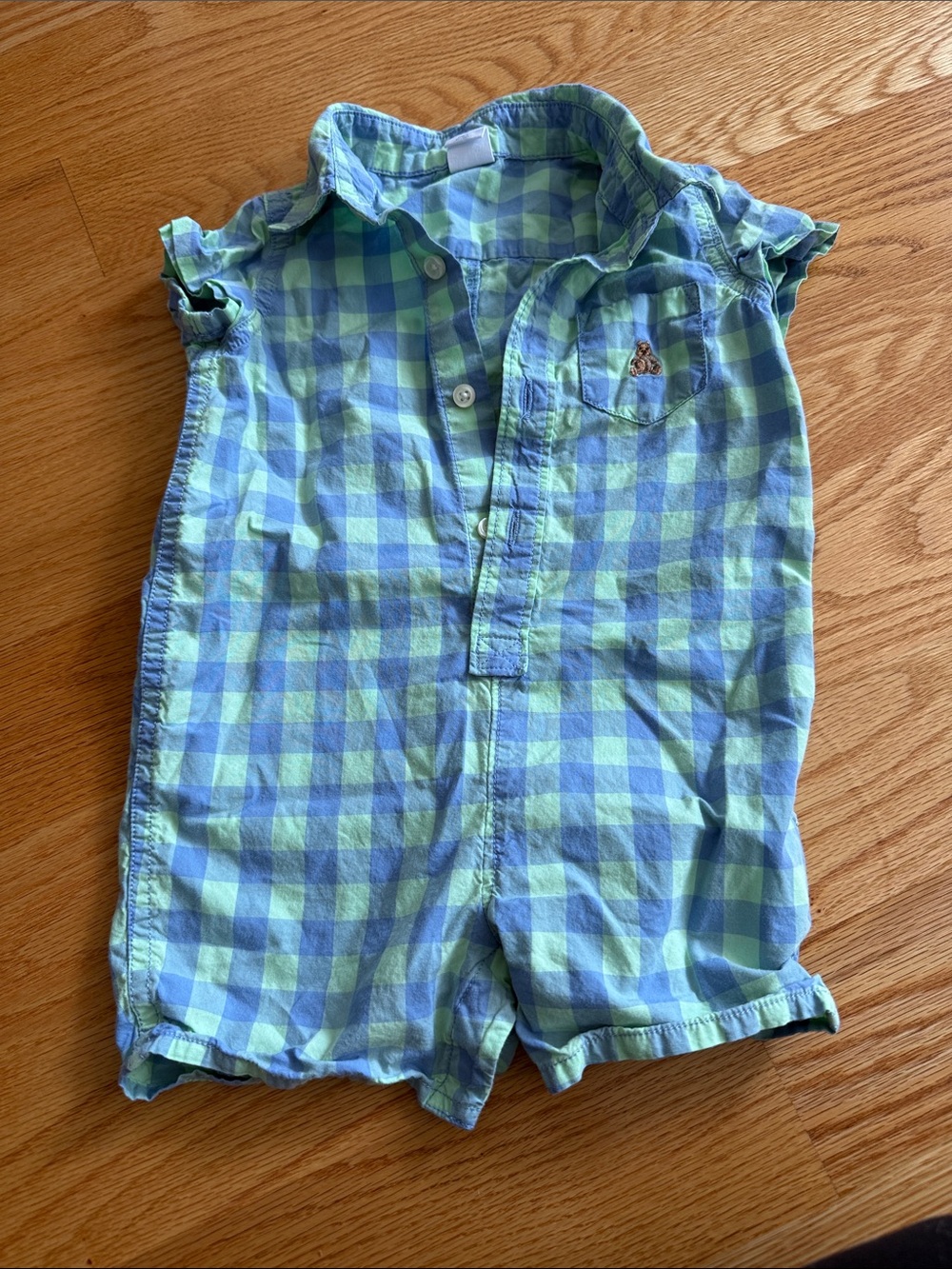 GAP Blue & Green Gingham Short Romper